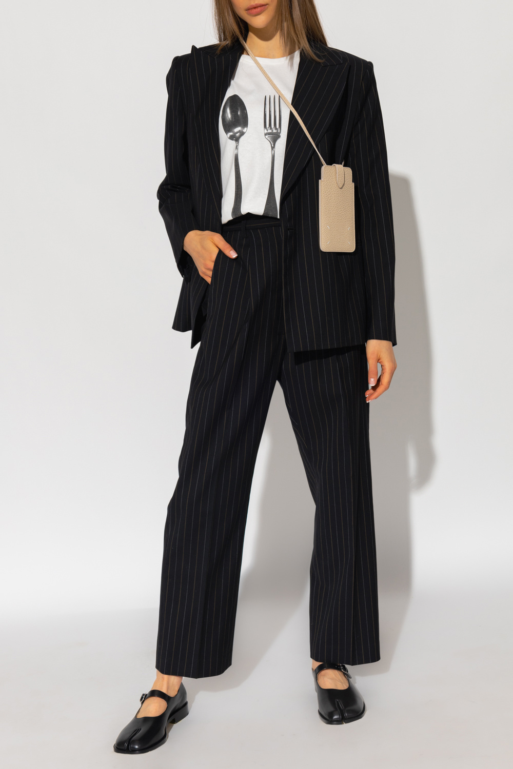 パンツ MAISON MARGIELA PANTS WITH PLEATS MM6 Maison Margiela - プリーツ・コットン・ストレート・レッグ